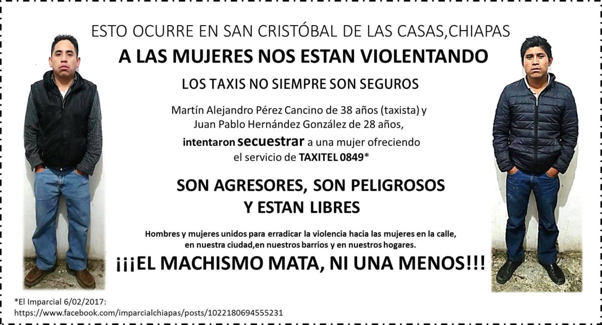 En San Cristóbal de las Casas a las mujeres nos están violando !